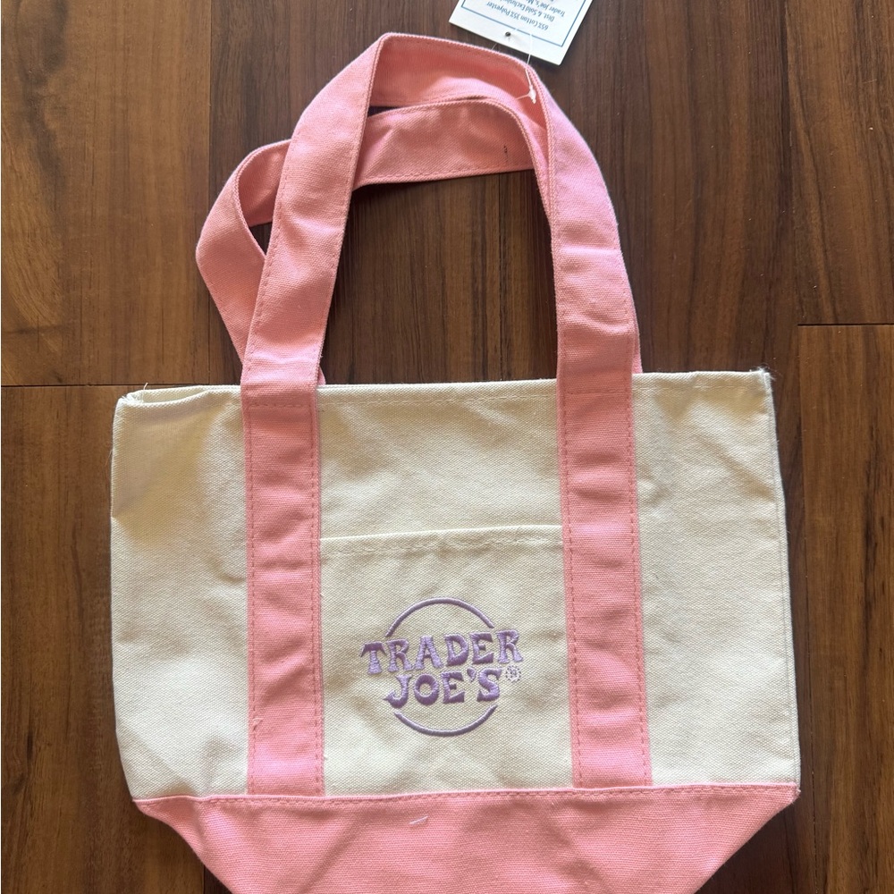 Trader Joe’s Mini Canvas Tote Bag New with Tags Pink